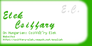 elek csiffary business card